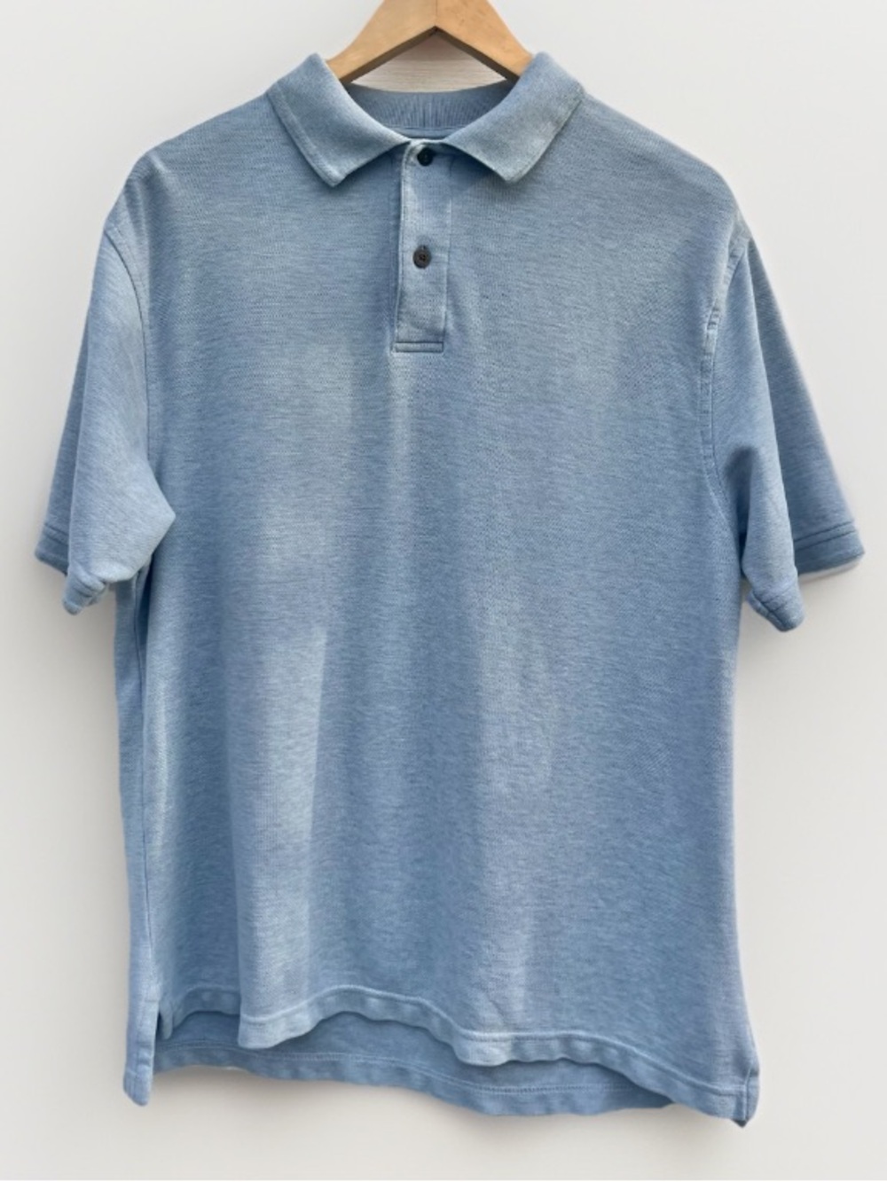 Jos. A. Bank Traveler Collection Cotton Golf Polo Shirt Blue Heather Size Medium
